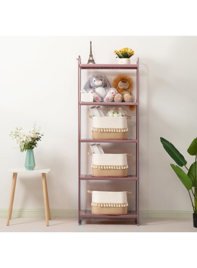 Bukela Storage Bin Set of 3, Cotton Rope Basket for Storage, Clothes Boho Basket Bin for Organizing, Fabric Basket for Books, Plants, Pet Treats, White & Jute - Image 5